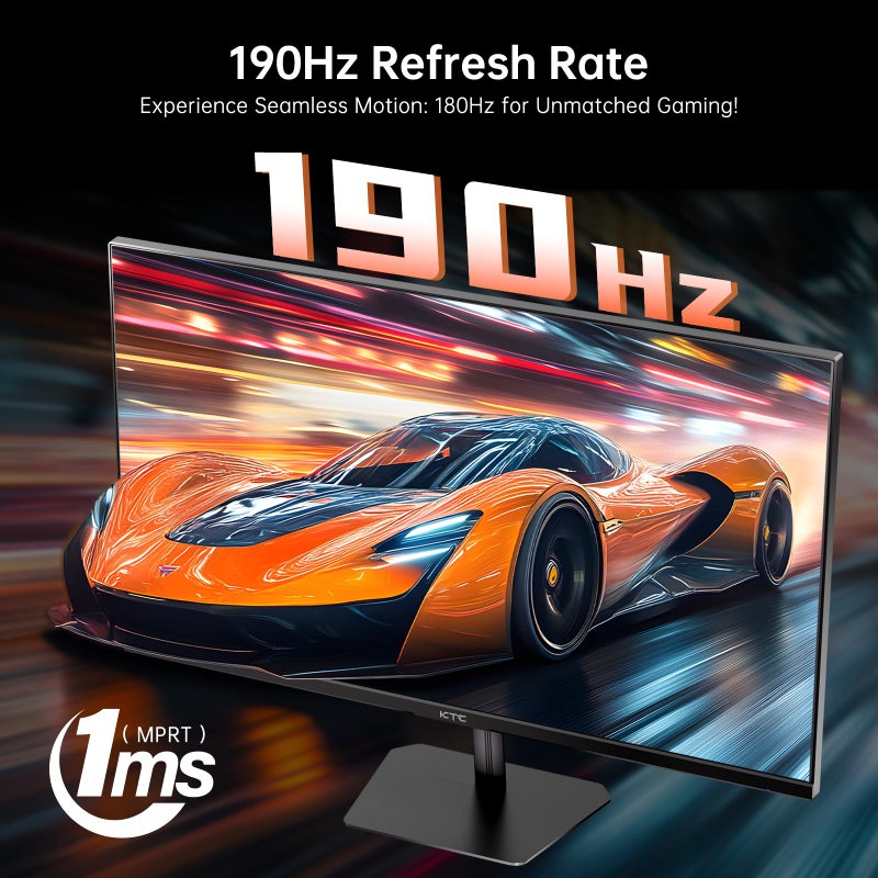 KTC 24 inch 190Hz/180Hz Gaming Monitor,HDR 400 Fast IPS Screen,FHD 1080P Monitor, 133% sRGB,AdaptiveSync,1ms Response Time,HDMI *2&DP*1,Tilt Adjustable, Eye Care - Image 2