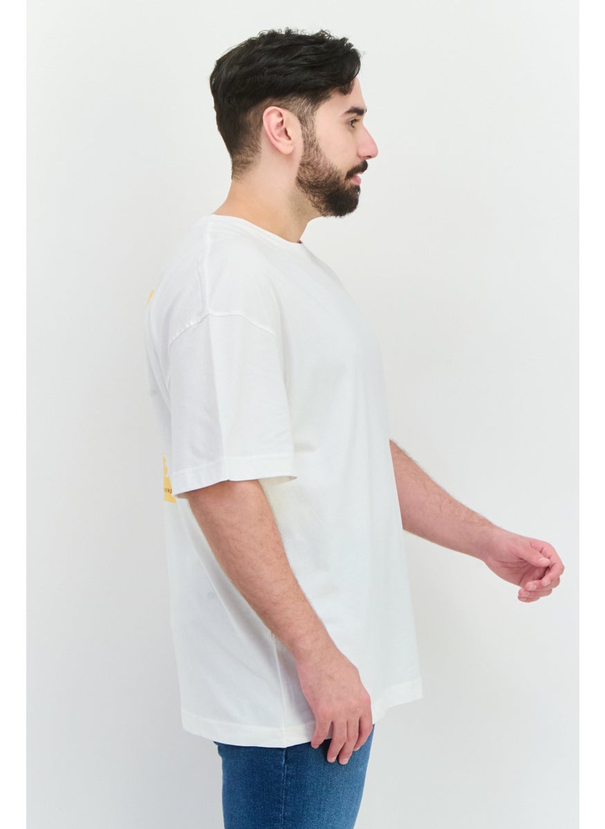 Jack Jones Men Crew Neck Short Sleeves Printed T-Shirt, White  - Image 2