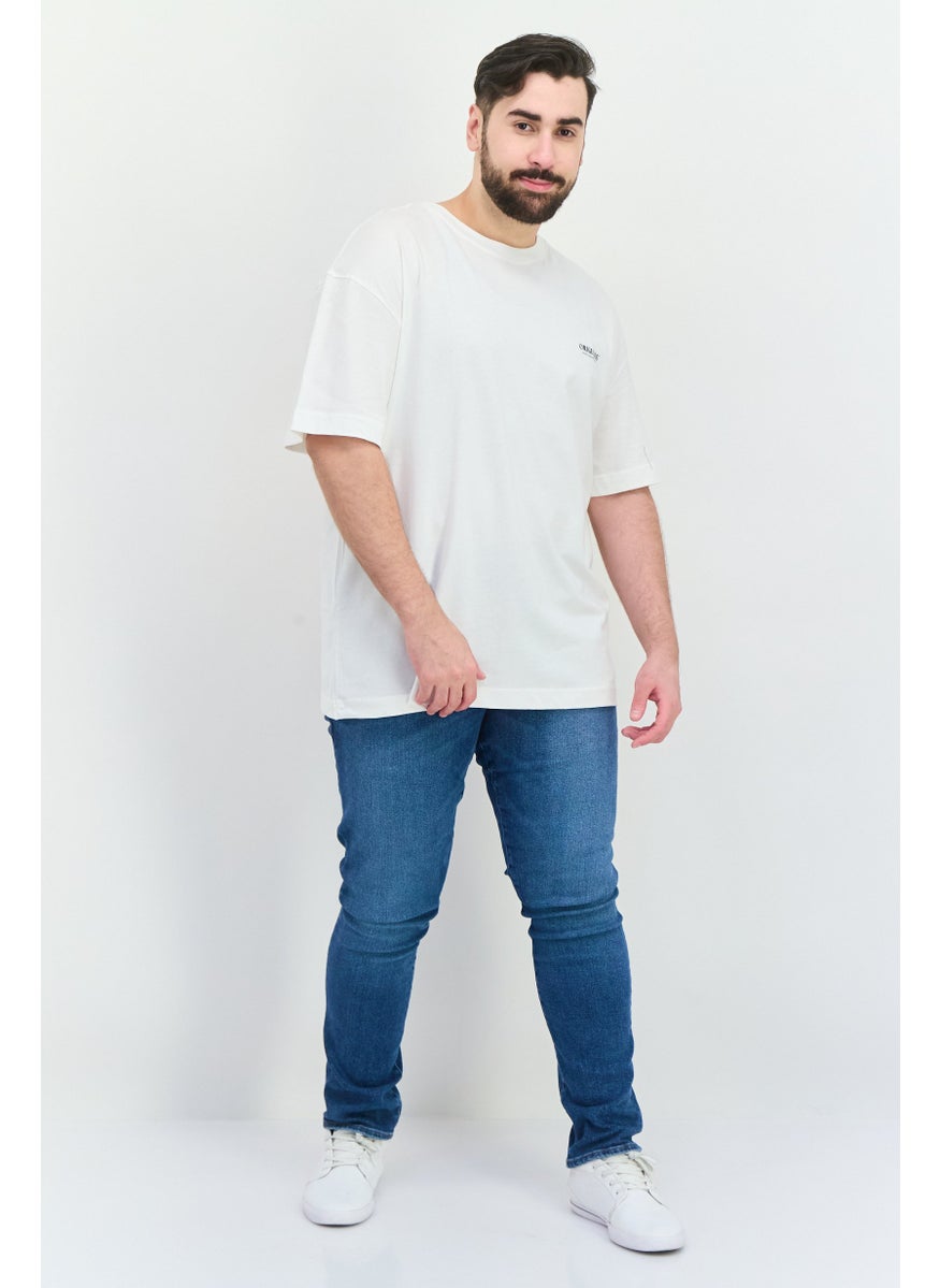 Jack Jones Men Crew Neck Short Sleeves Printed T-Shirt, White  - Image 4