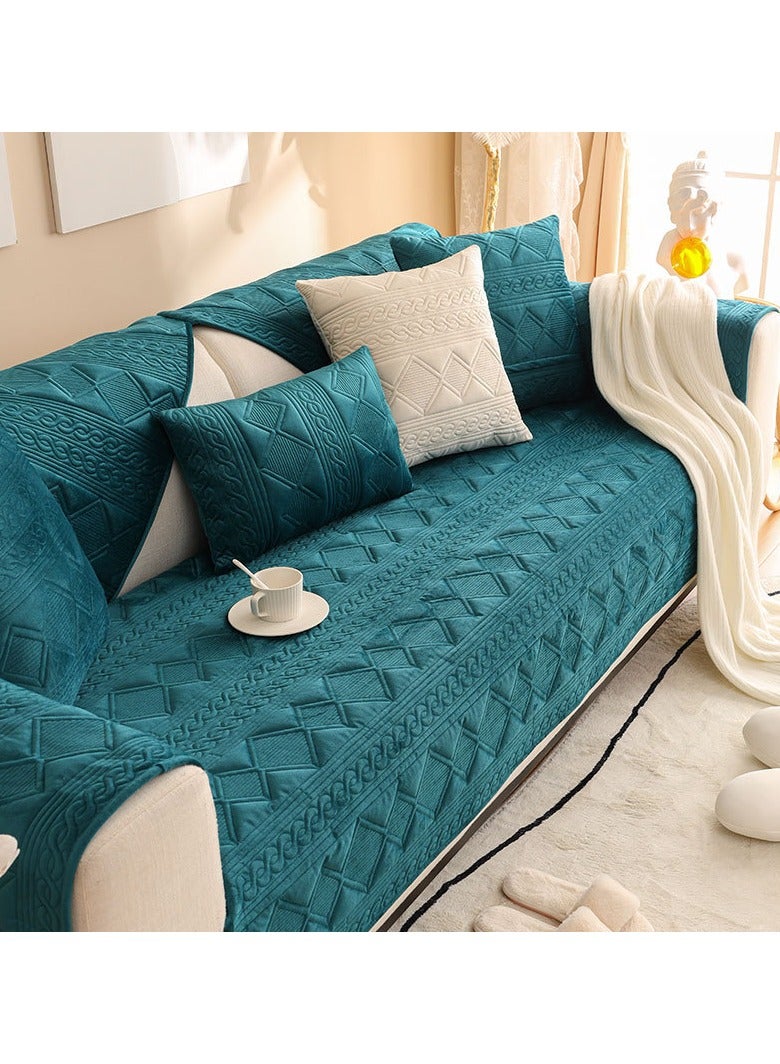 KUYING New Modern Simple Plush Super Soft Solid Color Quilted Sofa Mat 90-70cm 