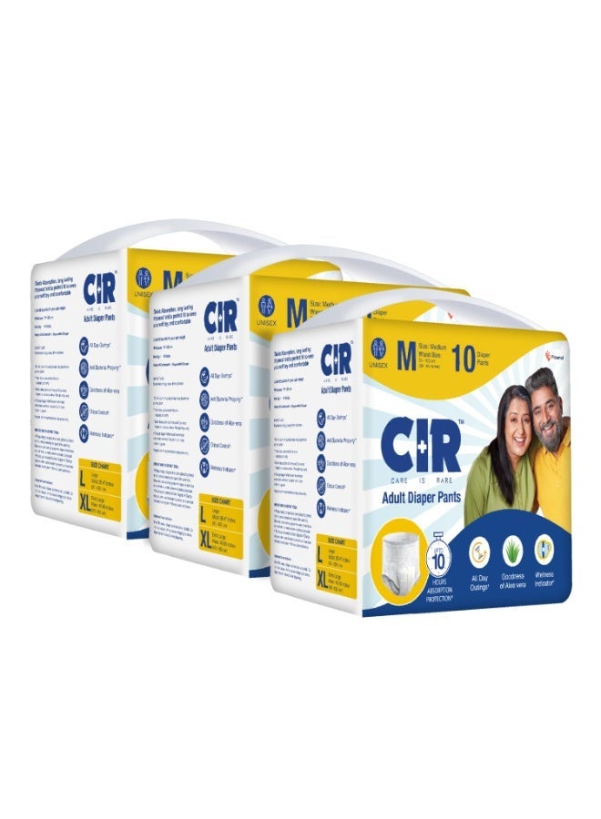 حفاضات CIR للكبار بتصميم سروال | حفاضات للكبار مقاس متوسط ​​(M) | محيط الخصر (75-100 سم | 30-40 بوصة) | امتصاص وحماية لمدة 10 ساعات | للجنسين مع مؤشر للبلل | تحكم في الرائحة | فوائد الصبار | 30 حفاضة - Image 1