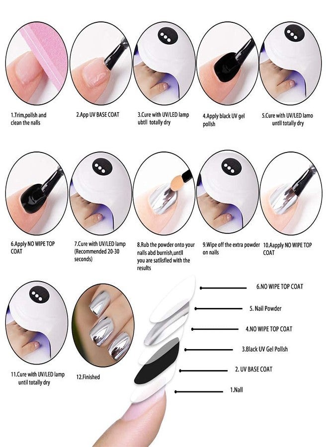 IHEOJAOC 2 Boxes Nail Chrome Powder- Golden Silver for Nails Glitters Mirror Laser Neon Powder Aurora Powder Decoration with Eyeshadow Sticks - Image 5