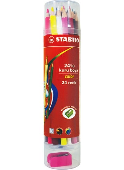 STABILO Color Dry Paint 24 Color Plastic Tube Sharpener With Gift 
