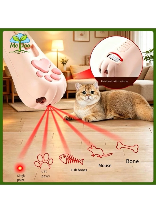 Multi-Pattern Cat Paw Laser Pointer, 3 Light Sources USB Charging, Interactive Cat Toy - Image 1
