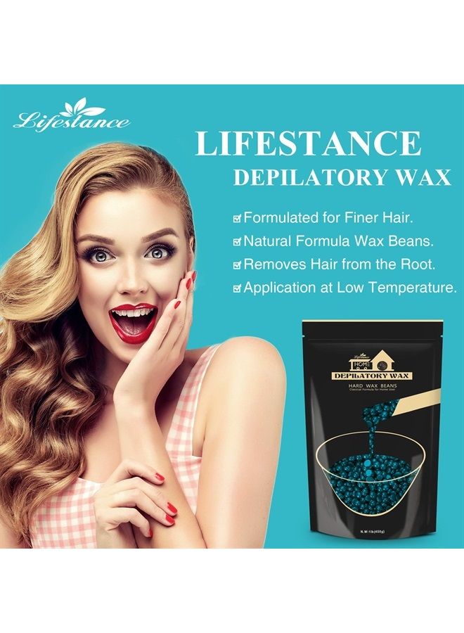 Lifestance 1 رطل من حبيبات الشمع الصلب، شمع البكيني البرازيلي مع 10 أدوات تطبيق، إزالة الشعر للوجه، الجسم، الساقين، حبيبات لؤلؤية لدفايات الشمع - Image 4