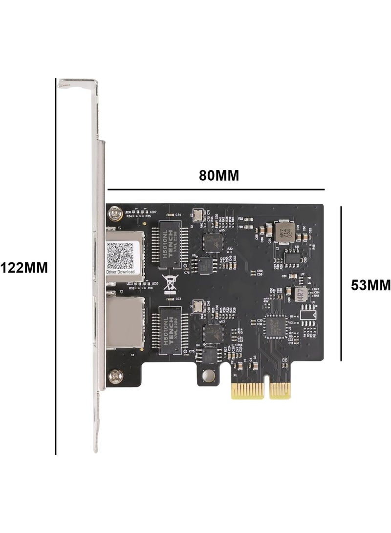 PCIe 2.5GbE Dual Port Network Card 2x RJ45 High Speed Ethernet Adapter 2.5G/1G LAN Expansion Card for Desktop PC Windows and Linux Support - Image 1