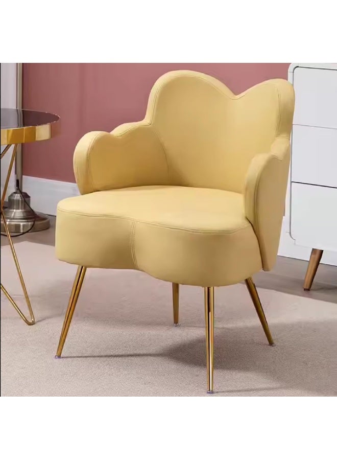 Poppins Home Cozy Fabric Single Lounge Chair â€“ Modern Sofa Chair for Balcony, Bedroom, Living Room & Hotel Spaces â€“ Cute Makeup Chair for Relaxing With High Back- Ideal Style & Comfort (Light Yellow) - Image 1