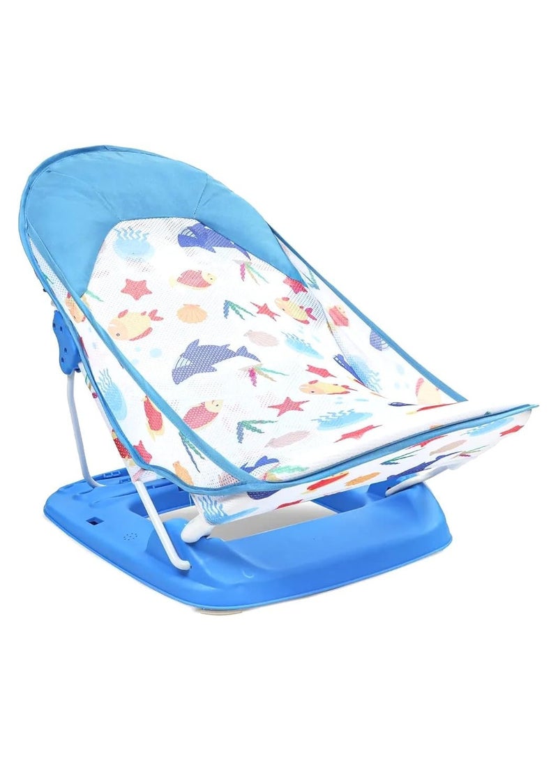 كرسي استحمام للأطفال حديثي الولادة، كرسي استحمام قابل للطي مع إمكانية الاستلقاء في 3 أوضاع، أزرق - Image 2