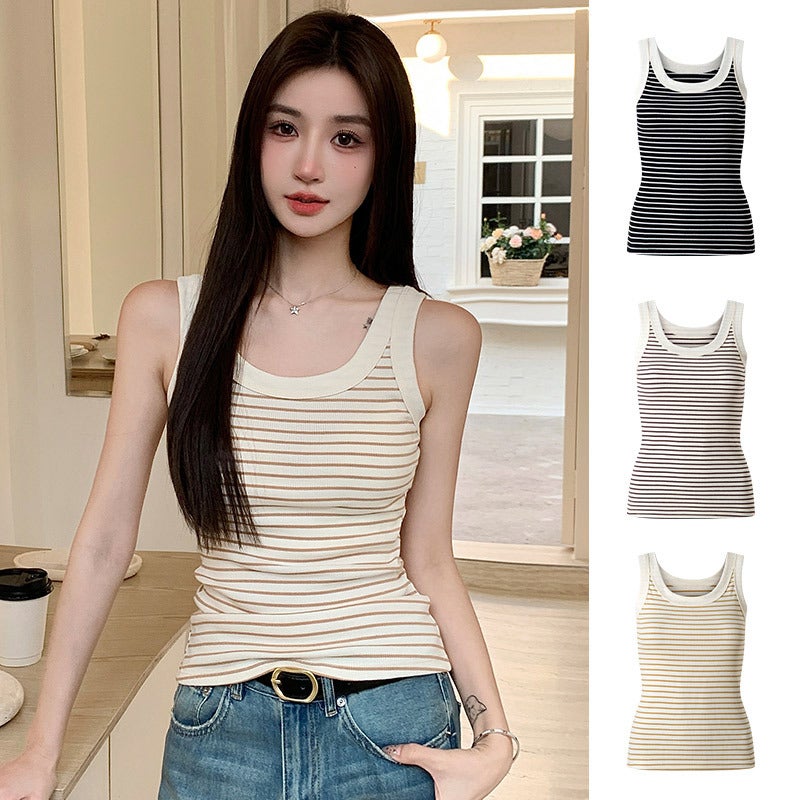 Women's Striped Sleeveless Cotton Tank Top - Image 4