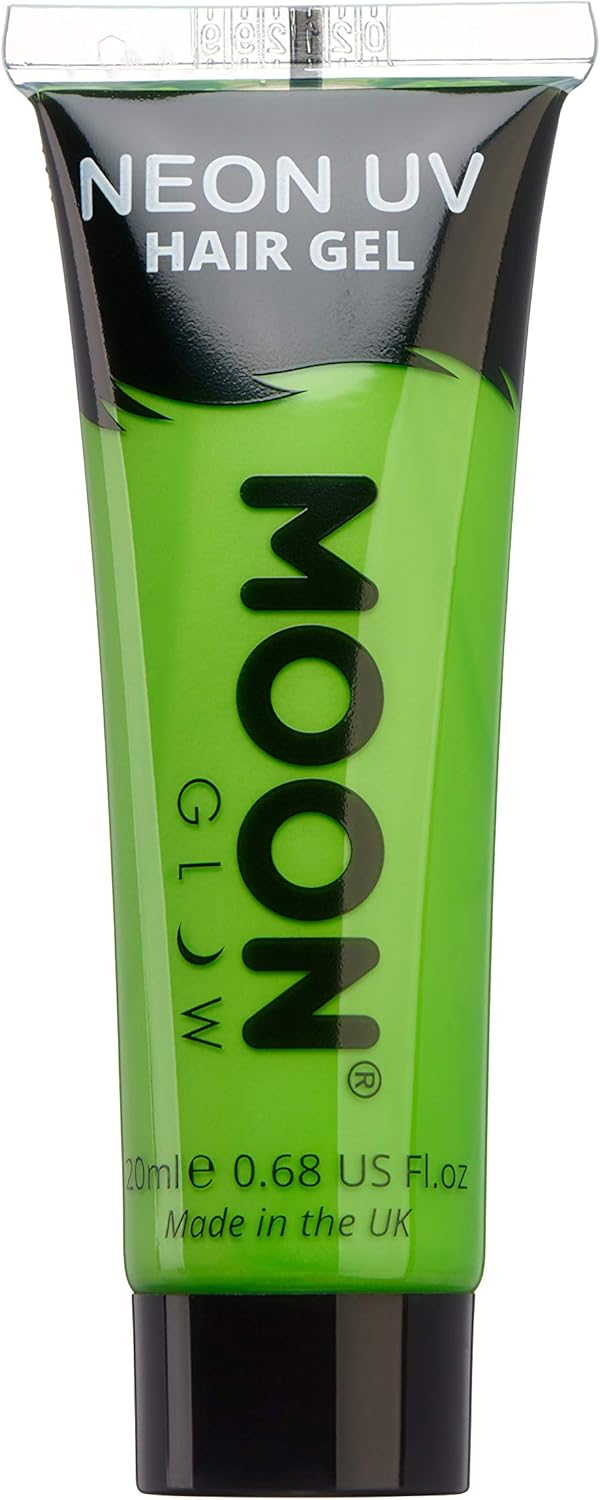 Moon Glow Neon UV Hair Gel 20ml Intense Green Temporary wash out hair colour dye Spike and glow