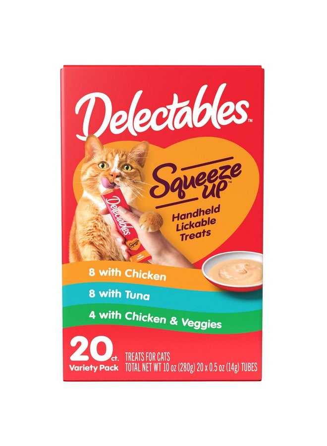 Hartz Delectables Squeeze Up Variety Pack, Creamy Squeezable Puree, Lickable Wet Cat Treats, Grain Free, No Added Fillers, No by-Products, No Added Preservatives, 0.5 Ounces Tube, 20 Tubes Total - Image 1