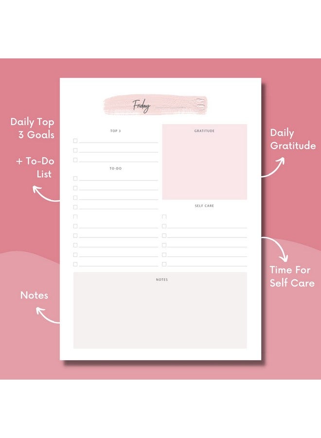 لامير مخطط ومفكرة يومية من لامار - منظم بدون تاريخ لمدة ستة أشهر - تحديد الأهداف، تتبع العادات، اقتباسات ملهمة - غلاف مقوى وردي، مقاس ورق A5 - Image 2