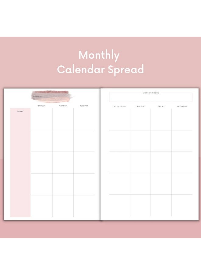 لامير مخطط ومفكرة يومية من لامار - منظم بدون تاريخ لمدة ستة أشهر - تحديد الأهداف، تتبع العادات، اقتباسات ملهمة - غلاف مقوى وردي، مقاس ورق A5 - Image 3