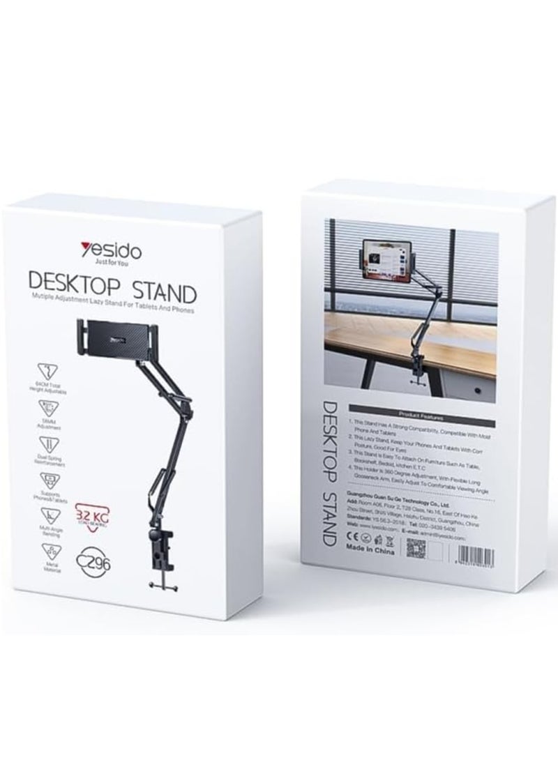 JAJEEK New Multi Adjustable Lazy Stand - Aluminum Alloy Desktop Holder for Tablets and Phones with Dual Slot Clamp, 3KG Heavy Metal Base  - Image 4
