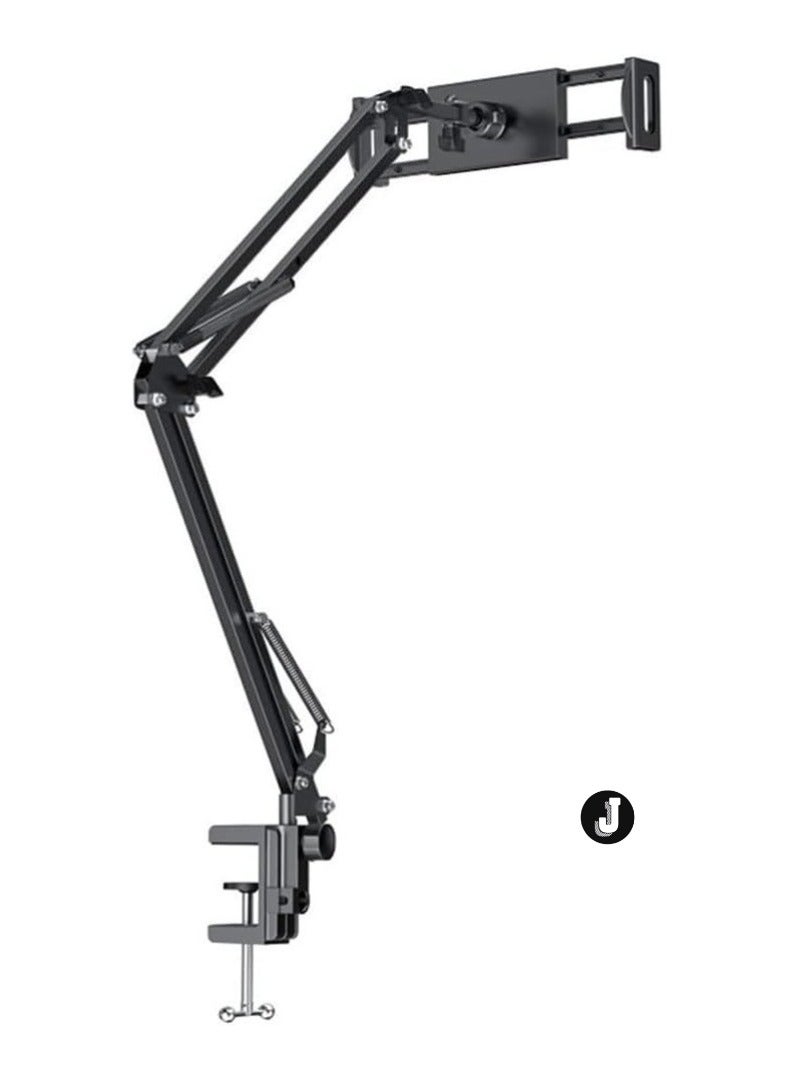 JAJEEK New Multi Adjustable Lazy Stand - Aluminum Alloy Desktop Holder for Tablets and Phones with Dual Slot Clamp, 3KG Heavy Metal Base  - Image 1