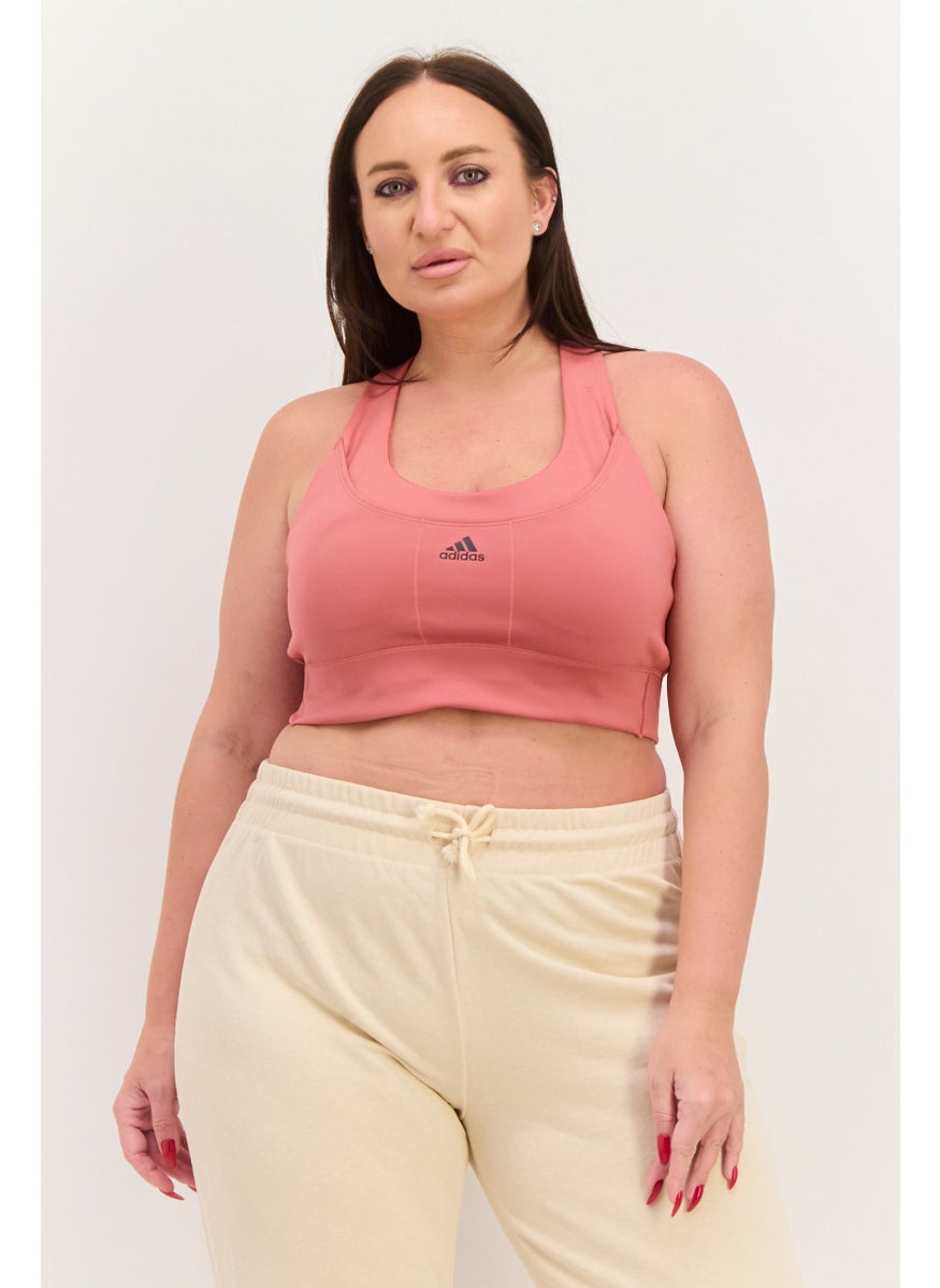 Adidas Women Brand Logo Lightly Padded Sports Bra, Mauve  - Image 1