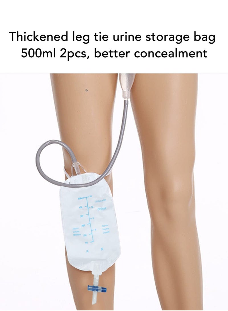 XiuWoo Wearable Men Urinal Bag, Elastic Waistband Reusable Portable Male Shorts Urinal Bag with 2Pcs 500ml Collection Urine Bag for Incontinence Elderly(M) - Image 5