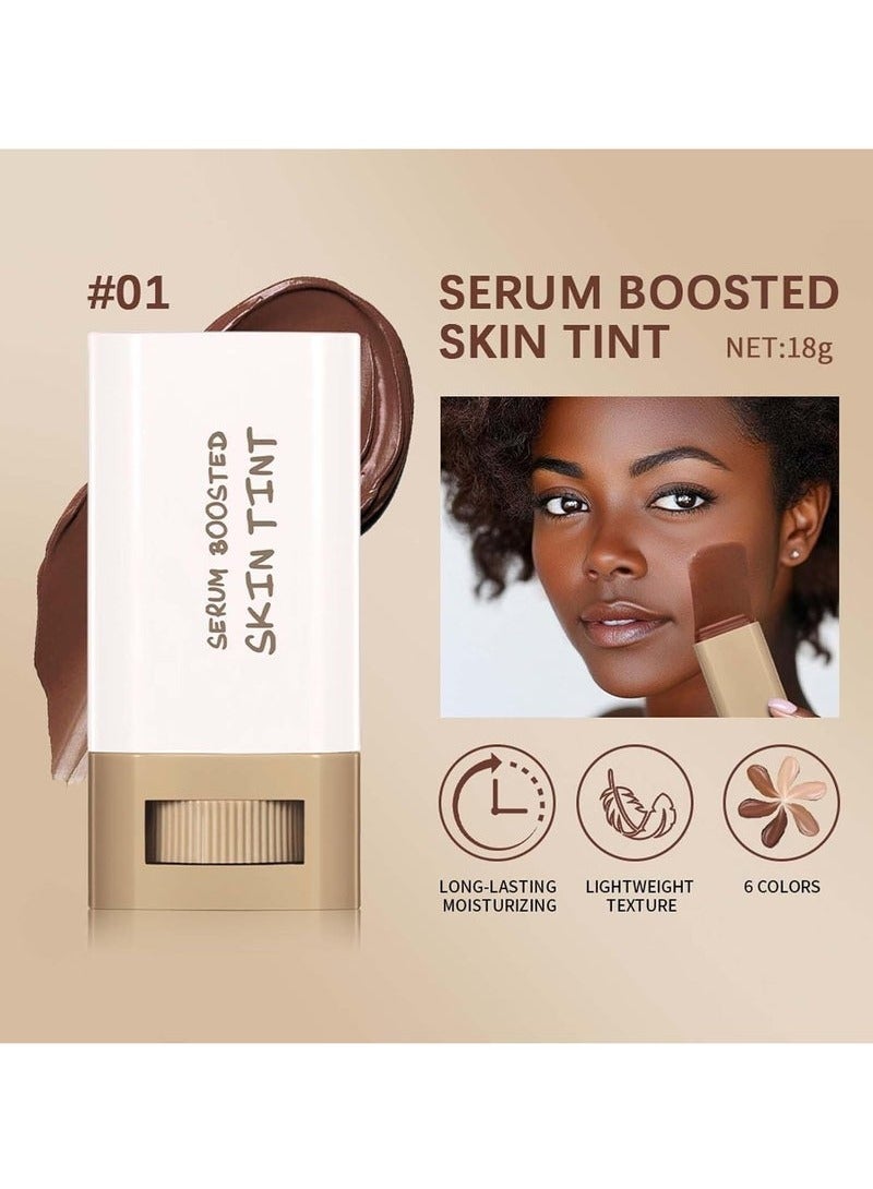 lakerain Beauty Balm Serum Boosted Skin Tint, Solid Tinted Moisturizing Serum Foundation Stick, Buildable Medium-to-Full Coverage Contour Stick for Face Makeup - Image 2