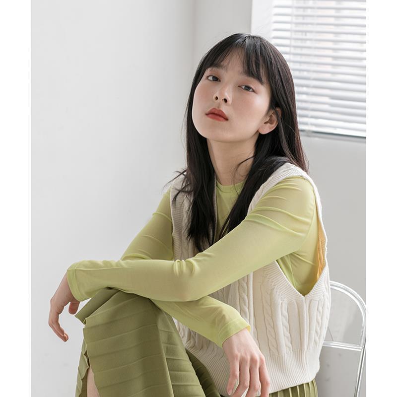 Thin Long-Sleeved Sun-Protective Shirt Women'S 2025 Ins Hyun-Style Mesh Base-Layer Shirt Women'S Ice Silk Inner T-Shirt - Image 3