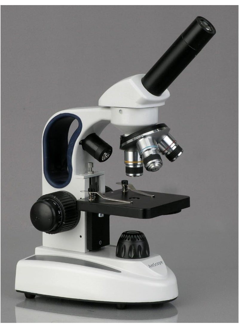 AmScope AmScope M149C2LE Digital Compound Monocular Microscope WF10x and WF25x Eyepieces 40x1000x Magnification Upper and Lower LED Illumination Brightfield SingleLens Condenser Plain Stage 110V or BatteryPowered HeavyDuty Metal Frame Includes 03MP Camera and Software  - Image 3