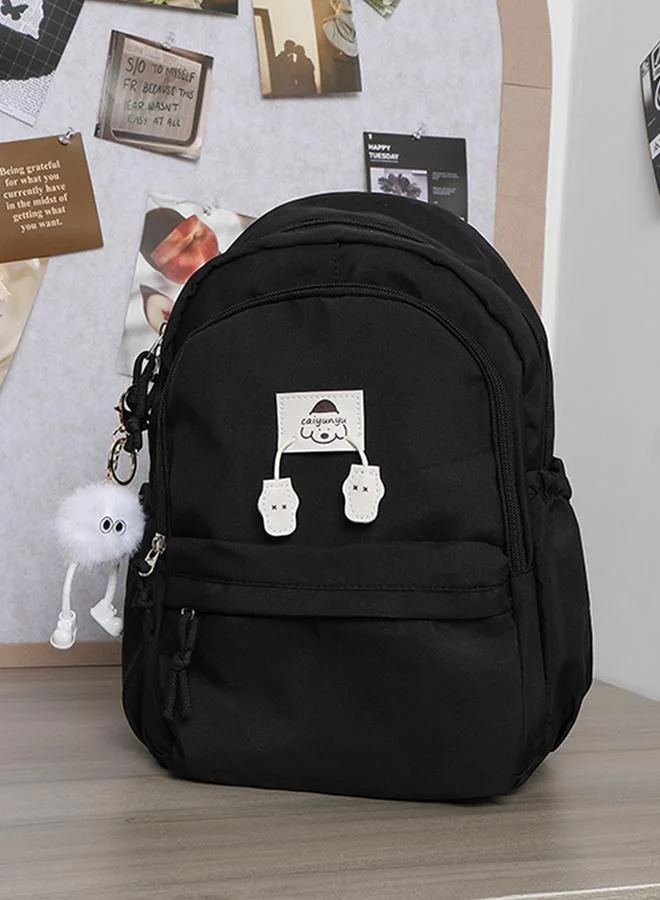Take Two Black Polyester Backpack with Zip Detail