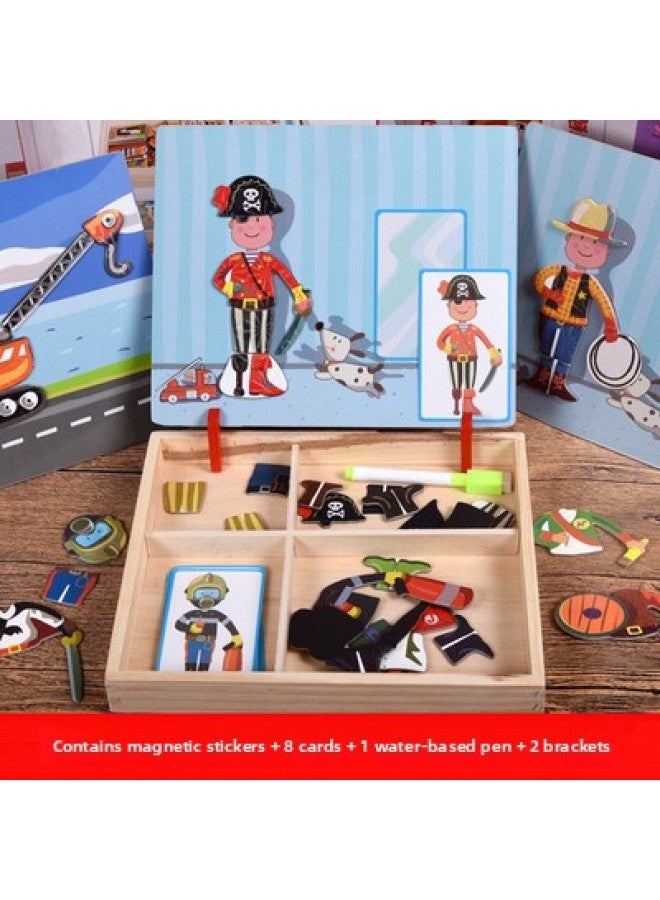 Children's Intelligence Character Five-dimensional Magnetic Puzzle Drawing Board Early Education Parent-child Game Puzzle Toy Wholesale-Color:Professional Dress-up - Image 1