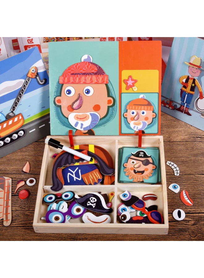 Children's Intelligence Character Five-dimensional Magnetic Puzzle Drawing Board Early Education Parent-child Game Puzzle Toy Wholesale-Color:Professional Dress-up - Image 2