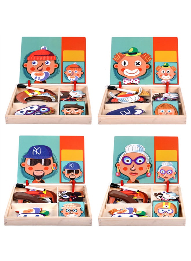 Children's Intelligence Character Five-dimensional Magnetic Puzzle Drawing Board Early Education Parent-child Game Puzzle Toy Wholesale-Color:Professional Dress-up - Image 4