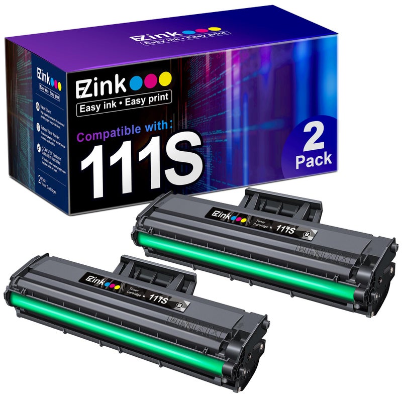E-Z Ink Compatible MLT-D111S Toner Cartridge High Yield Replacement for Samsung 111S 111L MLT-D111S MLT-D111L to use with Samsung Xpress M2020W M2022W M2024W M2070FW M2070W Printer (Black, 2 Pack) - Image 1