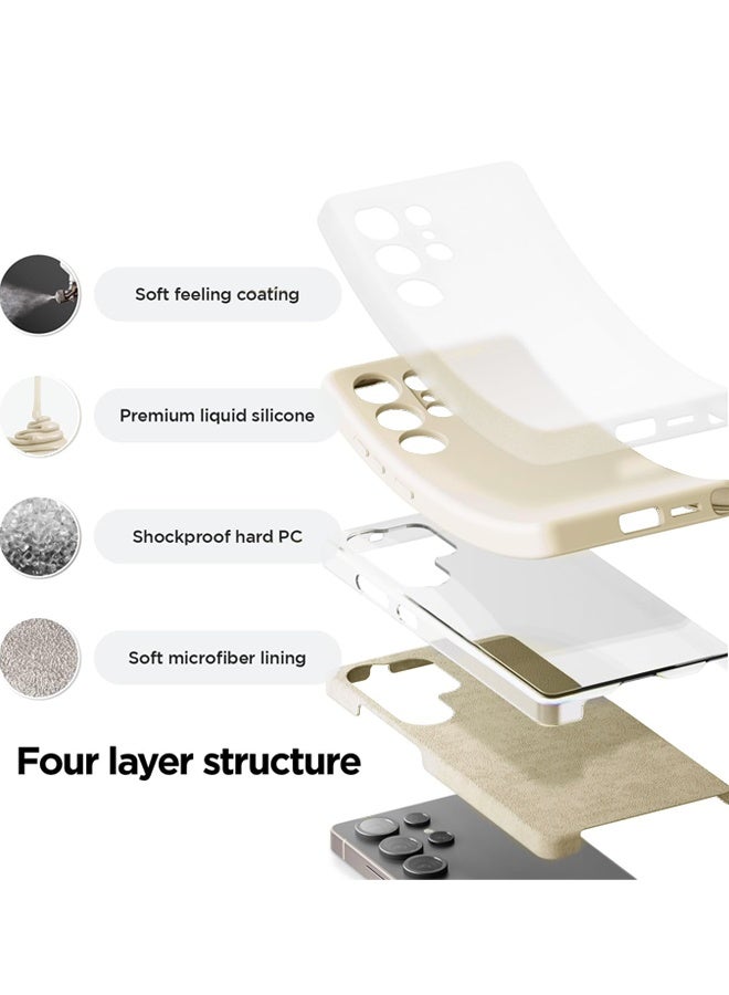 إكس ليفيل جراب سامسونج جالاكسي S25 ألترا، جراب نحيف من السيليكون السائل، مقاوم للصدمات والسقوط، مقاوم للاصفرار والخدش، لهاتف سامسونج S25 ألترا، أبيض. - Image 2
