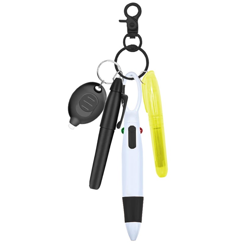 Daemson Nurse Pen Set, Badge Reel Pen Include Highlighter and Permanent Marker Pen and Led Keychain Flashlight and Ball Pen and Nursing Keychain Clip (Black) - Image 1