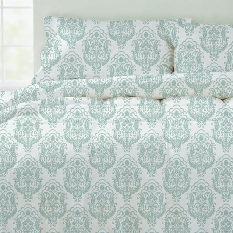 Cottage 4pcs aqua damask comforter set single size 160*240cm - Image 2
