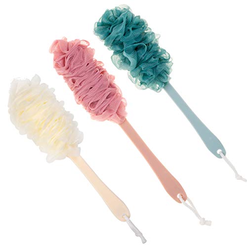 Arswin Back Scrubber for Shower,Loofah Long Handle Bath Body Brush,Soft Nylon Mesh Sponge for Shower,Loofah On a Stick for Men Women,Exfoliating Scrub Cleaning Luffa for Elderl(3Pack-Mix) - Image 1