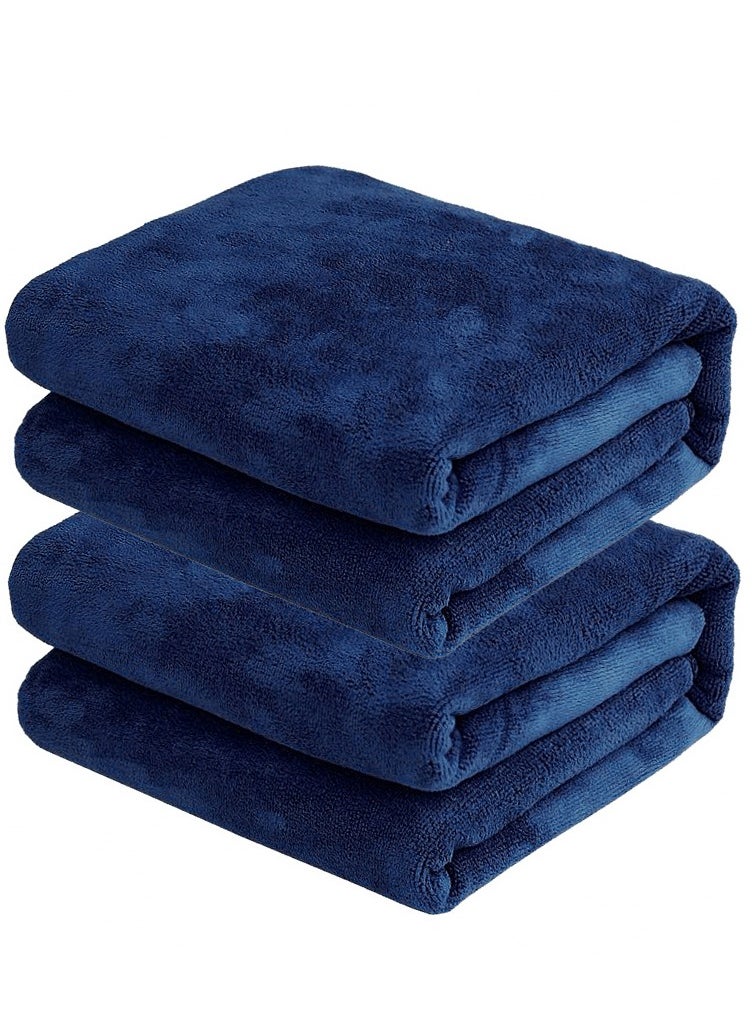 Fabienne - 2-Piece Microfiber Bath Towel 70*140cm, Soft, Durable, Super Absorbent and Fast Drying, Navy Blue - Image 1