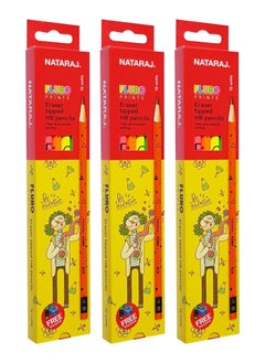 NATARAJ 3-Pack Flouro HB Graphite Pencils With Rubber Tip  - Image 1