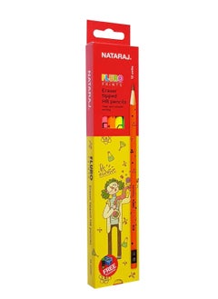 NATARAJ 3-Pack Flouro HB Graphite Pencils With Rubber Tip  - Image 2