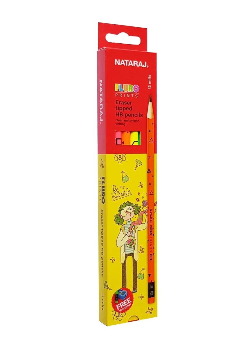 NATARAJ 3-Pack Flouro HB Graphite Pencils With Rubber Tip  - Image 2
