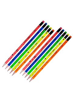 NATARAJ 3-Pack Flouro HB Graphite Pencils With Rubber Tip  - Image 3