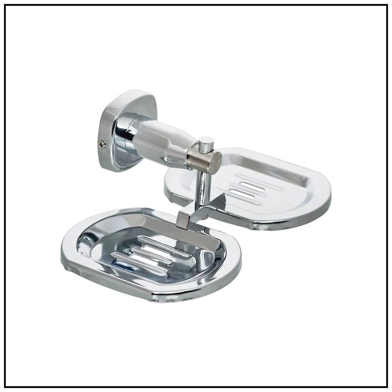 MVM Enterprise Double soap Holder for Bathroom Stainless Steel Round Shape Double Soap Dish Soap Case Soap Holder Soap Stand Corrosion Free Double Soap Holder with Chrome Finish (1 pcs) - Image 1