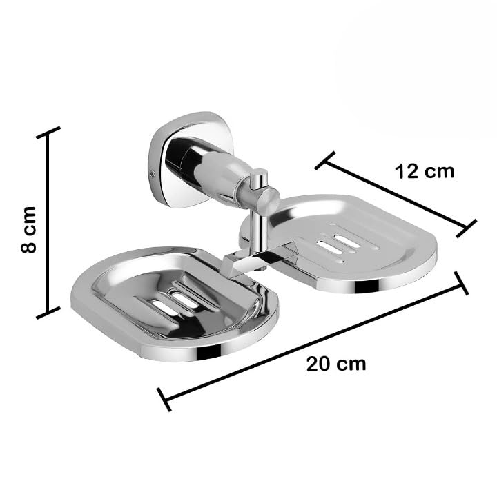 MVM Enterprise Double soap Holder for Bathroom Stainless Steel Round Shape Double Soap Dish Soap Case Soap Holder Soap Stand Corrosion Free Double Soap Holder with Chrome Finish (1 pcs) - Image 2