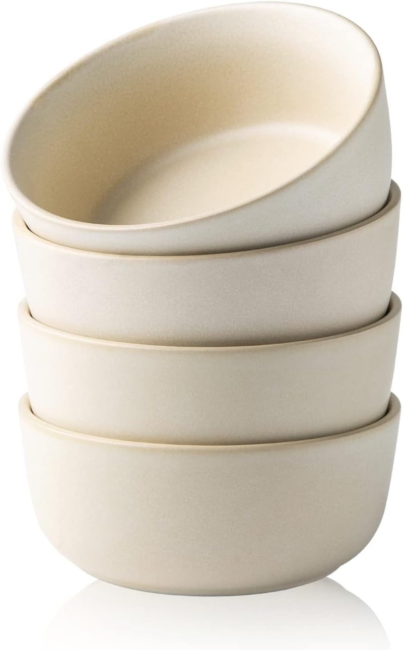 AmorArc Stoneware Cereal Bowls Set of 4, 26oz Soup Bowls Set for Cereal Soup Snacks, Modern Kitchen bowls for Meal, Dishwasher &Microwave Safe, Matte Ivory - Image 1