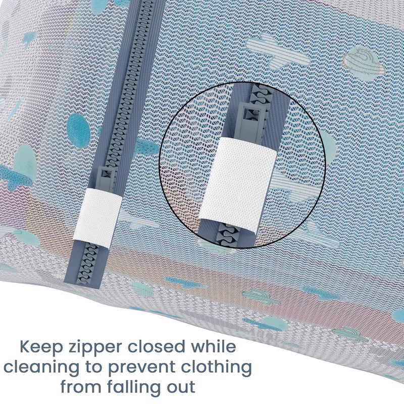 Kuber Industries Set of 18 Polyester Mesh Laundry Bag with Zip Reusable Washing Bags for Washing Machine Ideal for Delicate Fabrics Lingerie Shoes Protection YZ91 Cactus Print White - Image 2