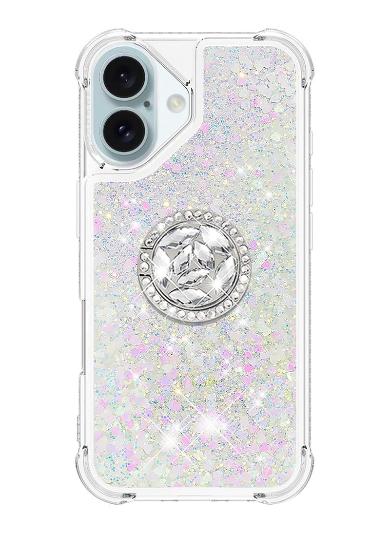 General - Liquid Quicksand Case for iPhone 16 6.1’ with Diamond Stand, Soft TPU Deluxe Fun Glitter Glitter Flow Clear Glitter Case for Apple iPhone 16 - Image 1