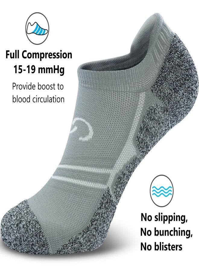 CWVLC No Show Sports Compression Socks for Men Women with Cushion (4/8 Pairs), Gray (4 Pairs), L - Image 3