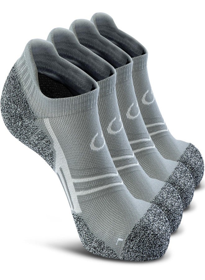 CWVLC No Show Sports Compression Socks for Men Women with Cushion (4/8 Pairs), Gray (4 Pairs), L - Image 1