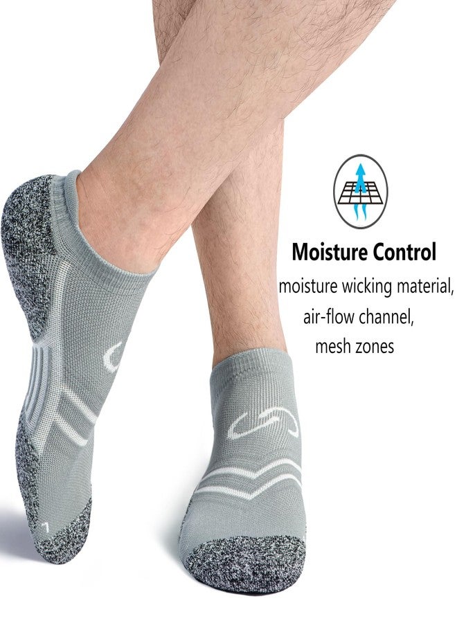 CWVLC No Show Sports Compression Socks for Men Women with Cushion (4/8 Pairs), Gray (4 Pairs), L - Image 5
