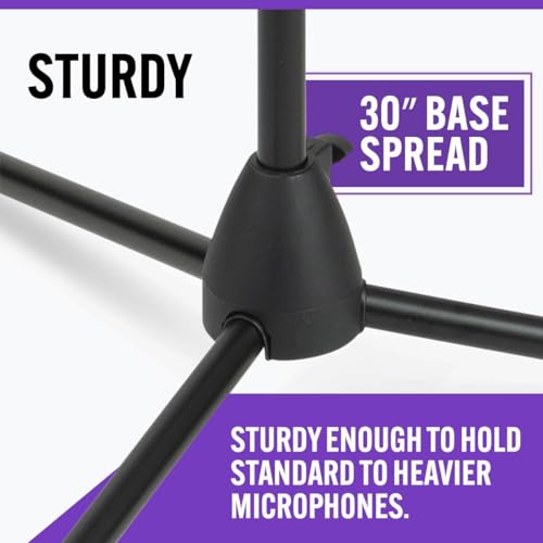 TECHBLAZE Dual Microphone Stand with Pop Filter–Adjustable 3-Leg Boom Mic Stand with 2 Mic Clip Holders for Studio Recording, YouTube, Karaoke, Singing, Speech, Wedding & Stage Performance - Image 3