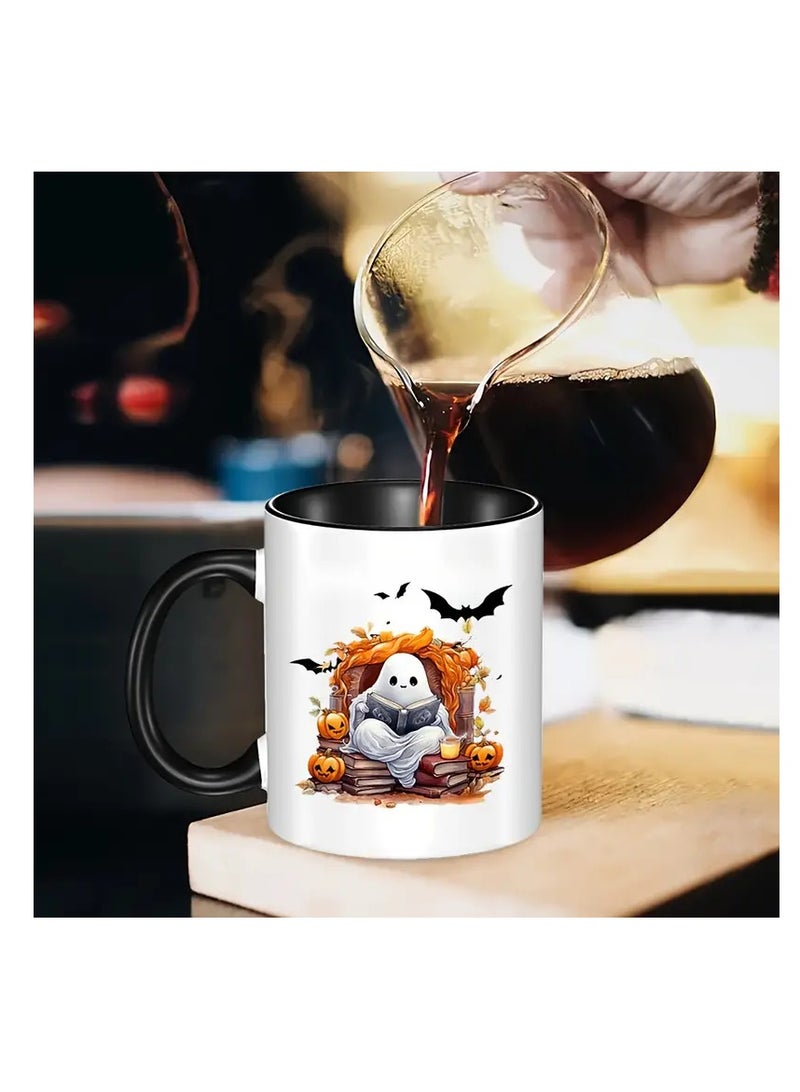 RYN 1PC Insulated Ceramic Halloween Coffee Mug Multipurpose Ghost Pumpkin Design  Ideal for Halloween - Image 1