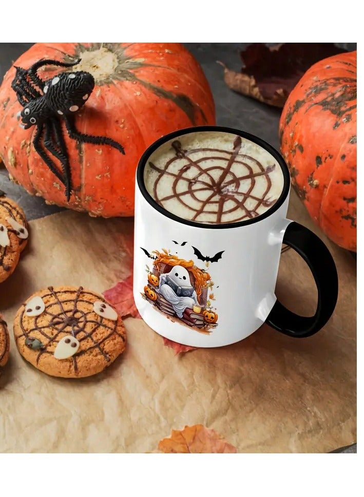 RYN 1PC Insulated Ceramic Halloween Coffee Mug Multipurpose Ghost Pumpkin Design  Ideal for Halloween - Image 3