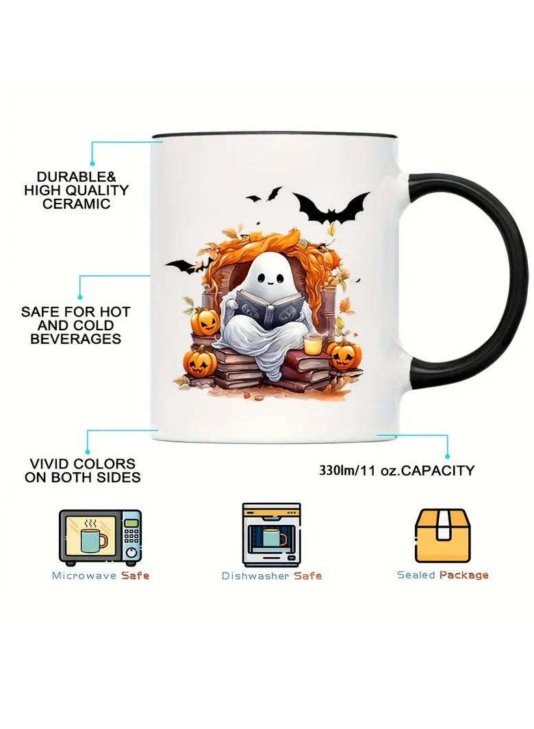RYN 1PC Insulated Ceramic Halloween Coffee Mug Multipurpose Ghost Pumpkin Design  Ideal for Halloween - Image 4